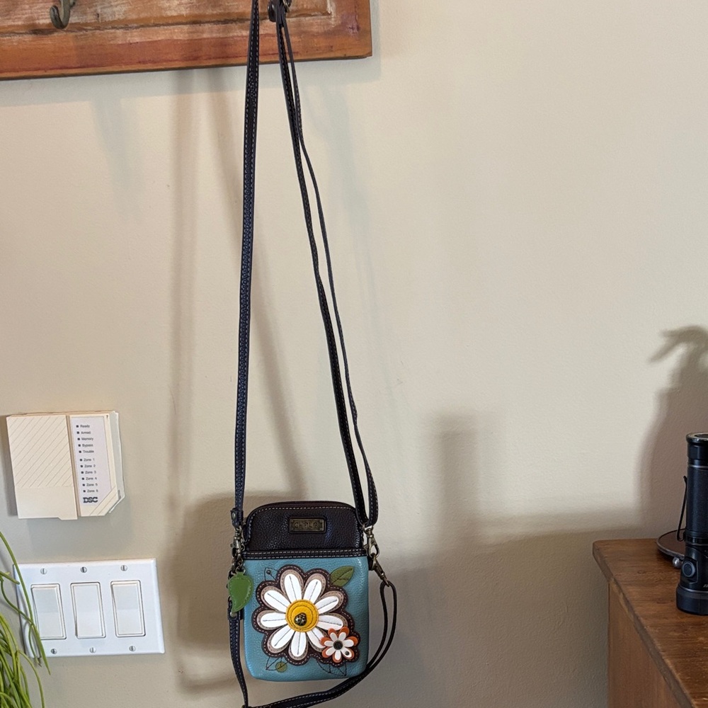 Chala Floral Crossbody Bag in Blue and Brown - Picture 2 of 8